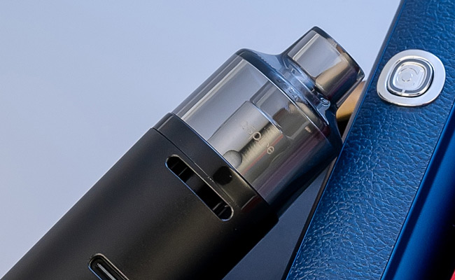 Close up of a vape device's adjustable airflow control