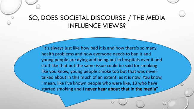 Quote from a young person about the dangers of smoking and vaping