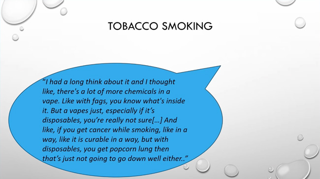 Quote from young person about tobacco smoking