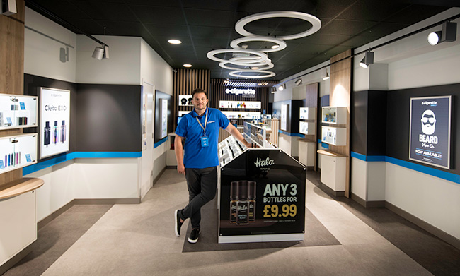 Marc, our store manager, standing next to flavour island.