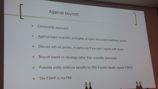 Reasons not to Boycott's PMI's foundation.