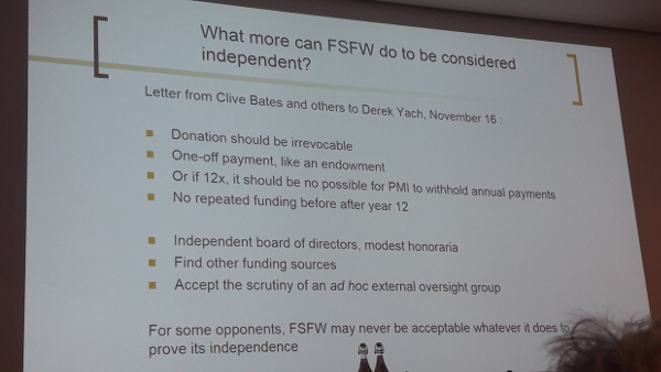 Demands for Foundation for a Smoke Free World to be independent.